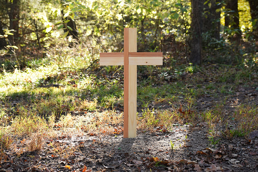 Handcrafted Cedar and Pine Wood Cross: Rustic Modern Wall Art 23"x13"