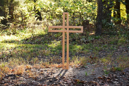 Handmade Oak Wood Wall Cross: Handmade Faith Decor 24"x15"