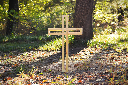 Handmade Pine Wood Wall Cross: Farmhouse Faith Decor 24"x14"