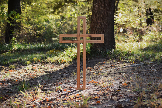 Handmade Cedar Wooden Wall Cross: Faith-Inspired Decor 24"x15"