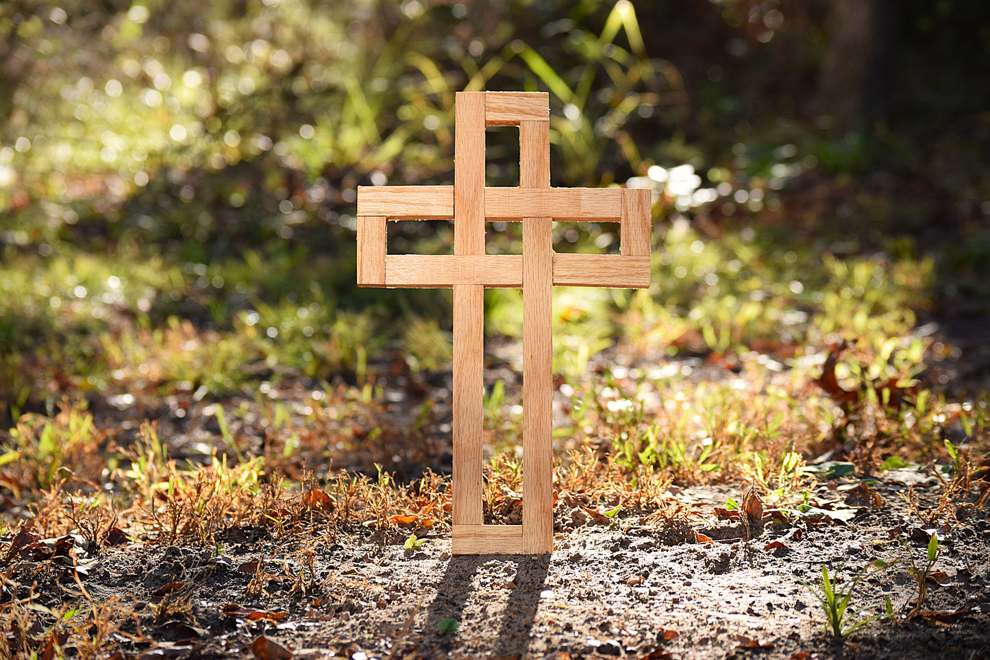 Handcrafted Oak Wood Cross: Rustic Wall Decor 14"x9"