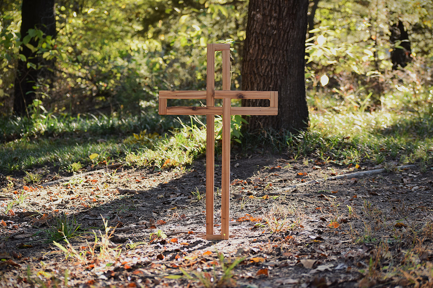 Handmade Cedar Wooden Wall Cross: Faith-Inspired Decor 24"x15"